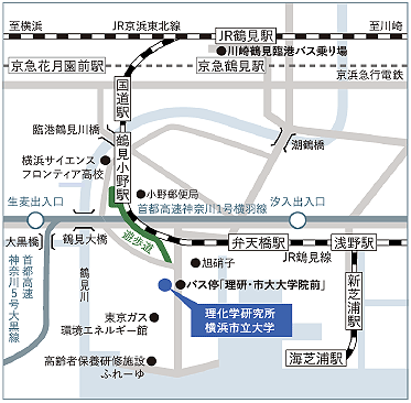 鶴見キャンパス交通案内図
