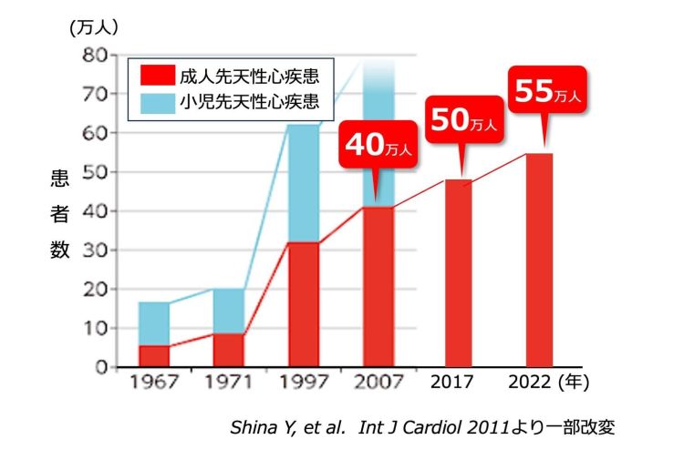 ACHD患者数の推移グラフ。