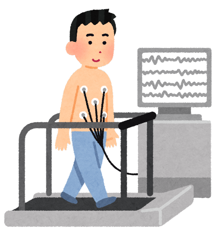 運動負荷心電図を行っている人のイラスト