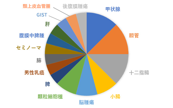 臨床腫瘍科の2022年の新患のその他24名の円グラフ