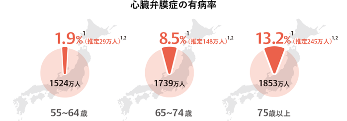 心臓弁膜症の有病率のグラフ